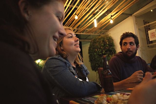 A group of friends in a bar