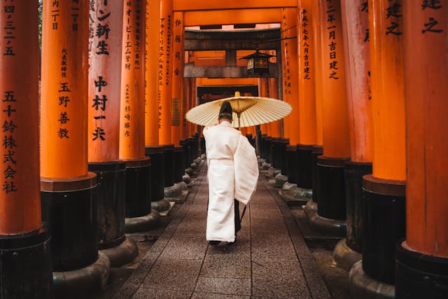 Japanese woman walking