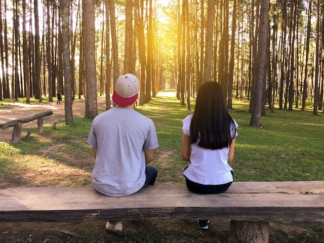 A picture of two people on a date