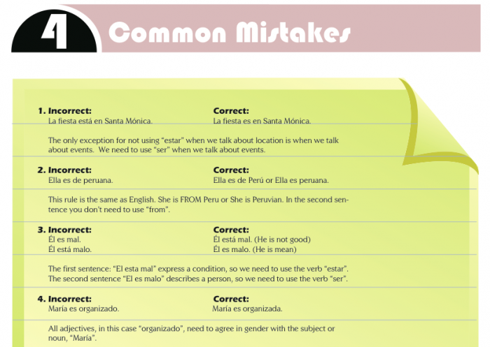 Spanish At Home - Common Mistakes